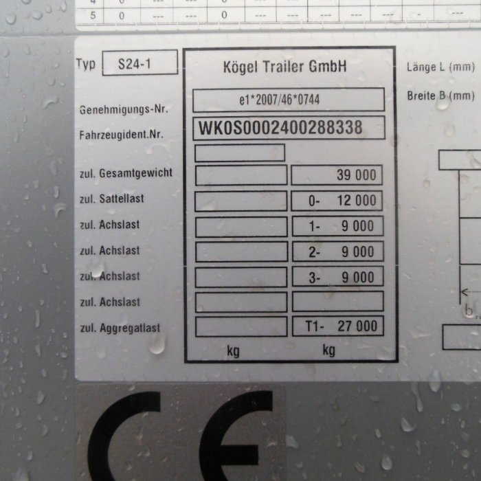 Kögel SN 24, SAF, Zvedací náprava návěs pro nákladní