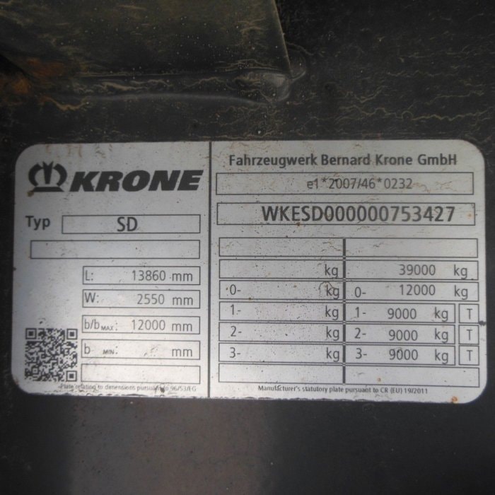 KRONE SD, LOWDECK, SAF, ZDVIHACÍ NÁPRAVA