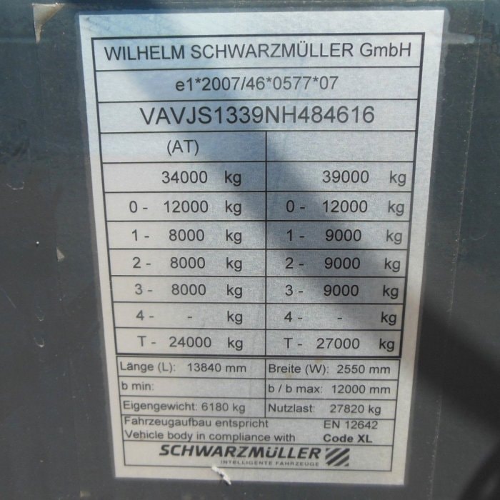 SCHWARZMUELLER S1, BOČNÍ STĚNY, BOX NA PALETY, ZDVIHACÍ NÁPRAVA, TOP STAV!!!