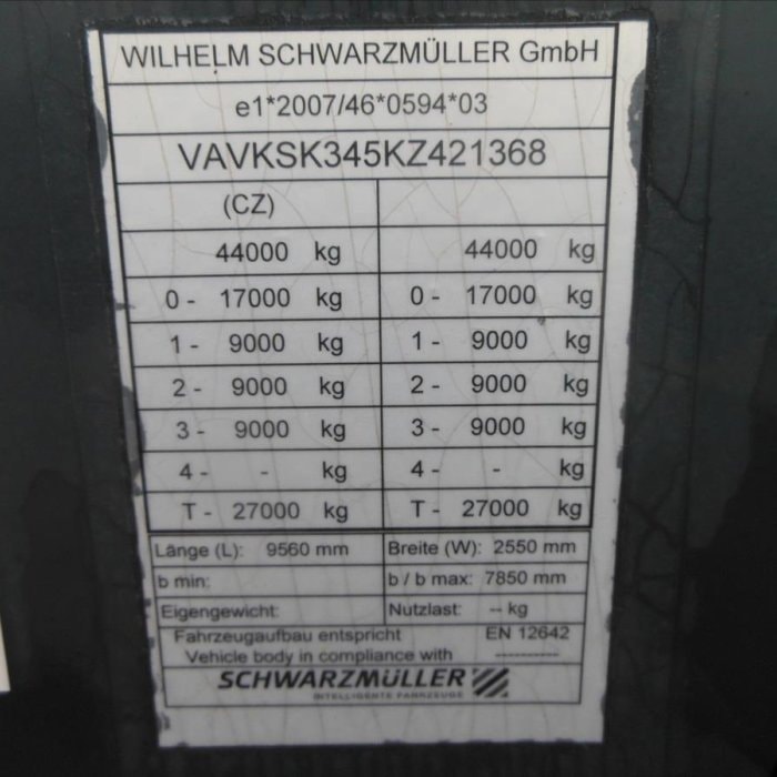Schwarzmüller KIS 3/E, 29m3, SAF, Celková 44000 kg! návěs pro nákladní dopravu