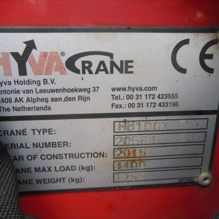 MAN TGM 18.290, Ruka HYVA HB100X